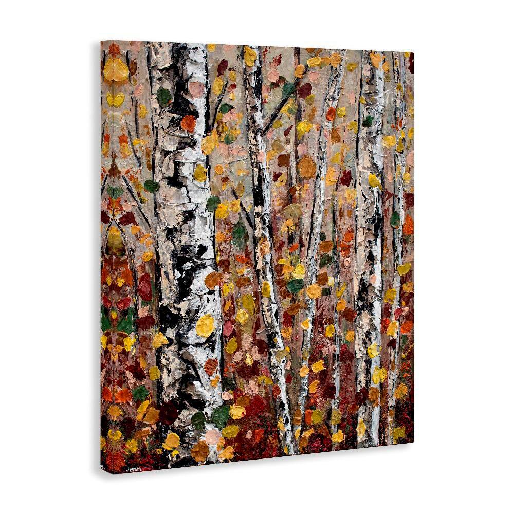 Autumn Birch Trees Abstract Landscape Canvas Wall Art, 16 x 20