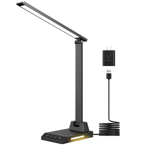 13.70 in. Black Dimmable LED Task & Reading Lamp with USB C Charging Port and Adjustable Lamp Head for Home Office Study