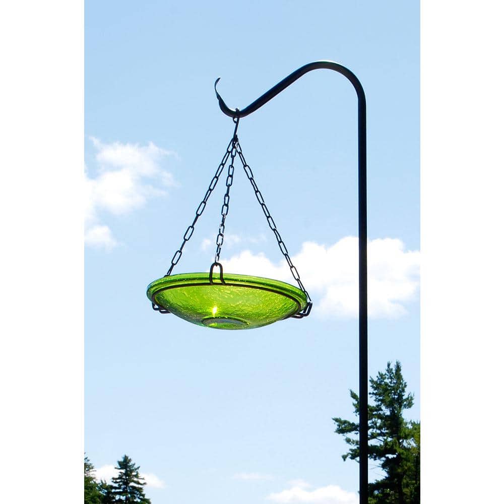 Fern Green 14-Inch Crackle Glass Hanging Birdbath Bowl