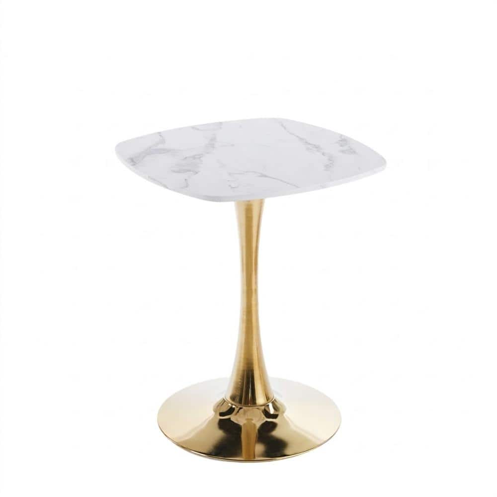 Gold MDF Tabletop 23.62 in. W Pedestal Dining Table Seats 2 price history on PriceWatchPro