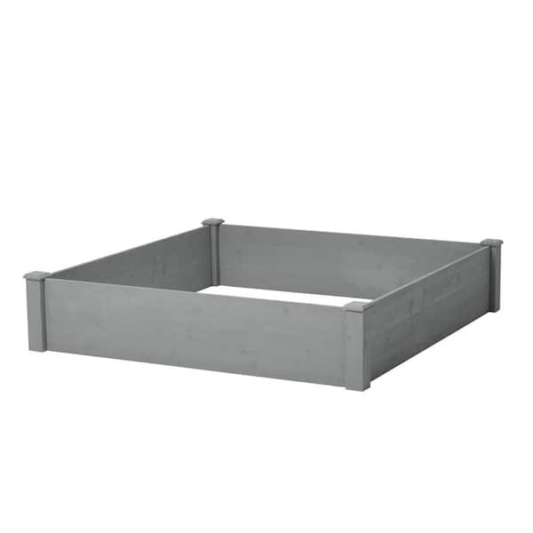 Cubilan Gray Raised Garden Bed 48 x 48 x 10 in. Outdoor Wood Planter Box Over Floor, Tool-Free Assembly