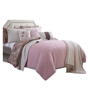 Andria Brown and Pink 10-Piece Queen Size Comforter and Coverlet Set