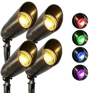 Low Voltage 300 Lumens Bronze RGB Outdoor Hardwired Integrated LED Spotlight with 3CCT Selectable (4-Pack)