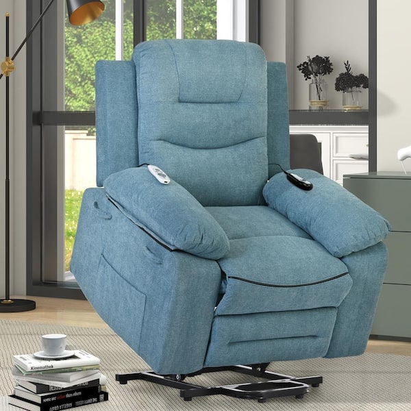 Blue Massage Recliner, Power Lift Chair for Elderly with Adjustable Massage and Heating Function