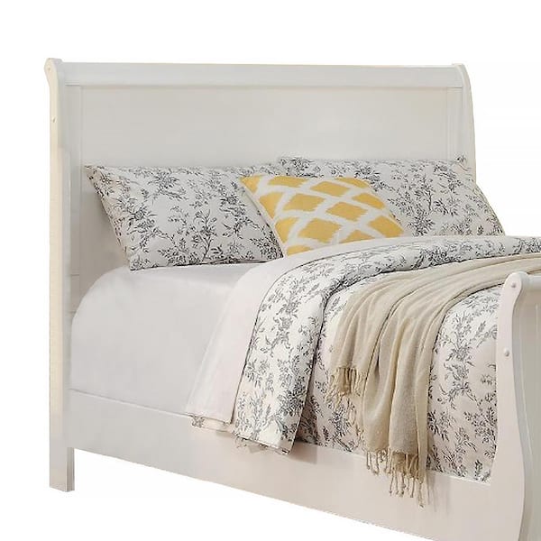 Benzara 55 in. x 77 in. White Spellbinding Clean Wooden Full Bed