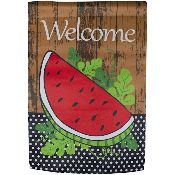 Northlight 12.5 in. x 18 in. Welcome Watermelon Slice Spring Outdoor Garden Flag