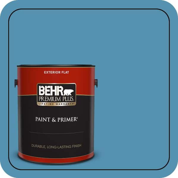 BEHR PREMIUM PLUS 1 gal. #M490-5 Jet Ski Flat Exterior Paint & Primer