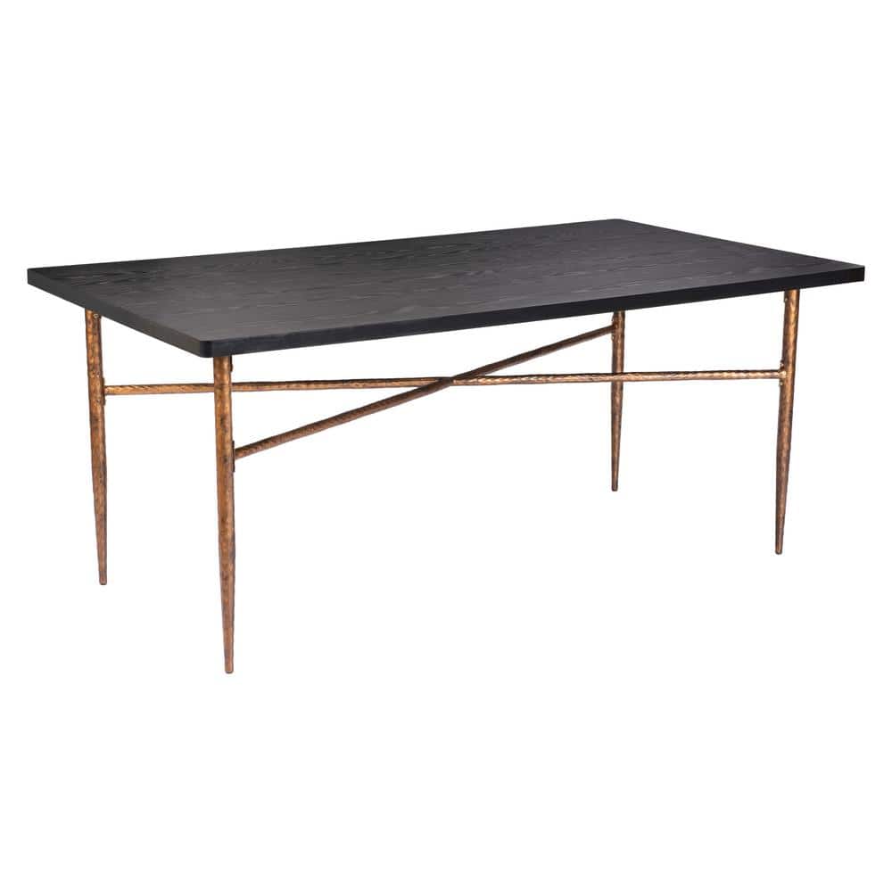 ZUO Nia/Norden Black and Bronze MDF Wood Top 71.7 in. W. 4-Leg