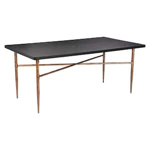 Nia/Norden Black & Bronze MDF Wood Top 71.7 in. W. 4-Leg Dining Table Seats 4