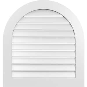 32 in. x 34 in. Round Top Surface Mount PVC Gable Vent: Functional with Standard Frame