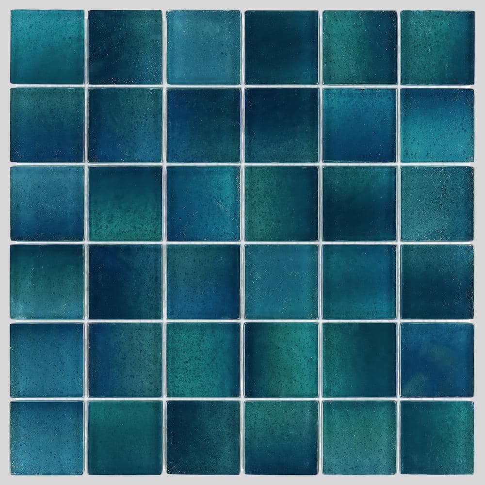 Shallows Blue Iridescent Glass Mosaic Wall Tile