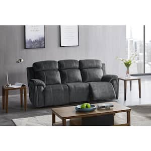 New Classic Furniture Tango 88 in. Pillow Top Arm Polyester Rectangle Reclining Sofa in Shadow