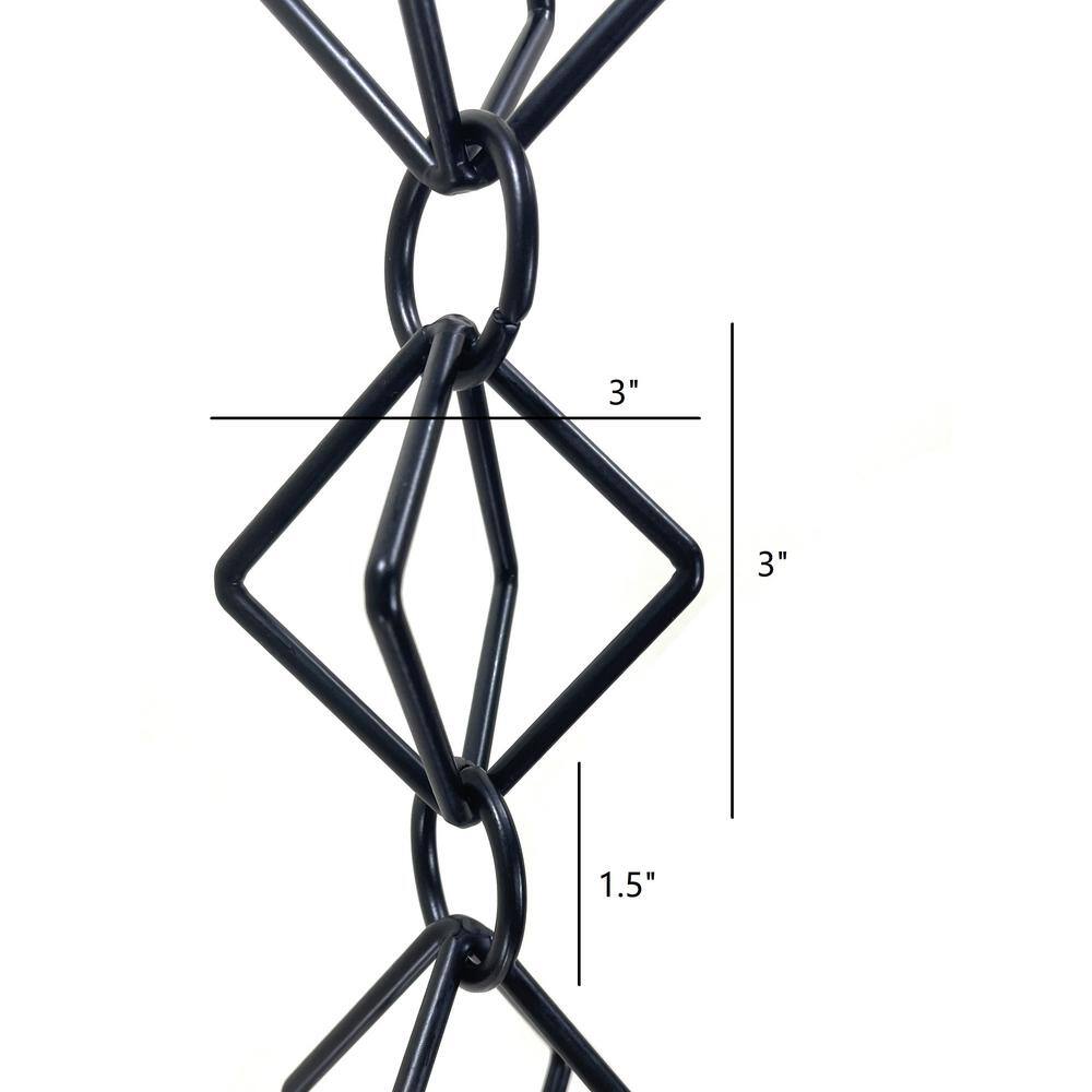 8.5 ft Black Metal Diamond Link Rain Chain