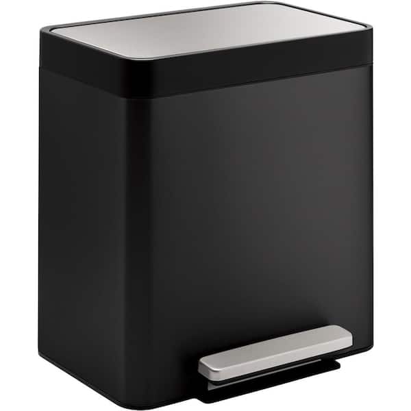 KOHLER 8 Gal. Stainless Steel Trash Can with Black Stainless