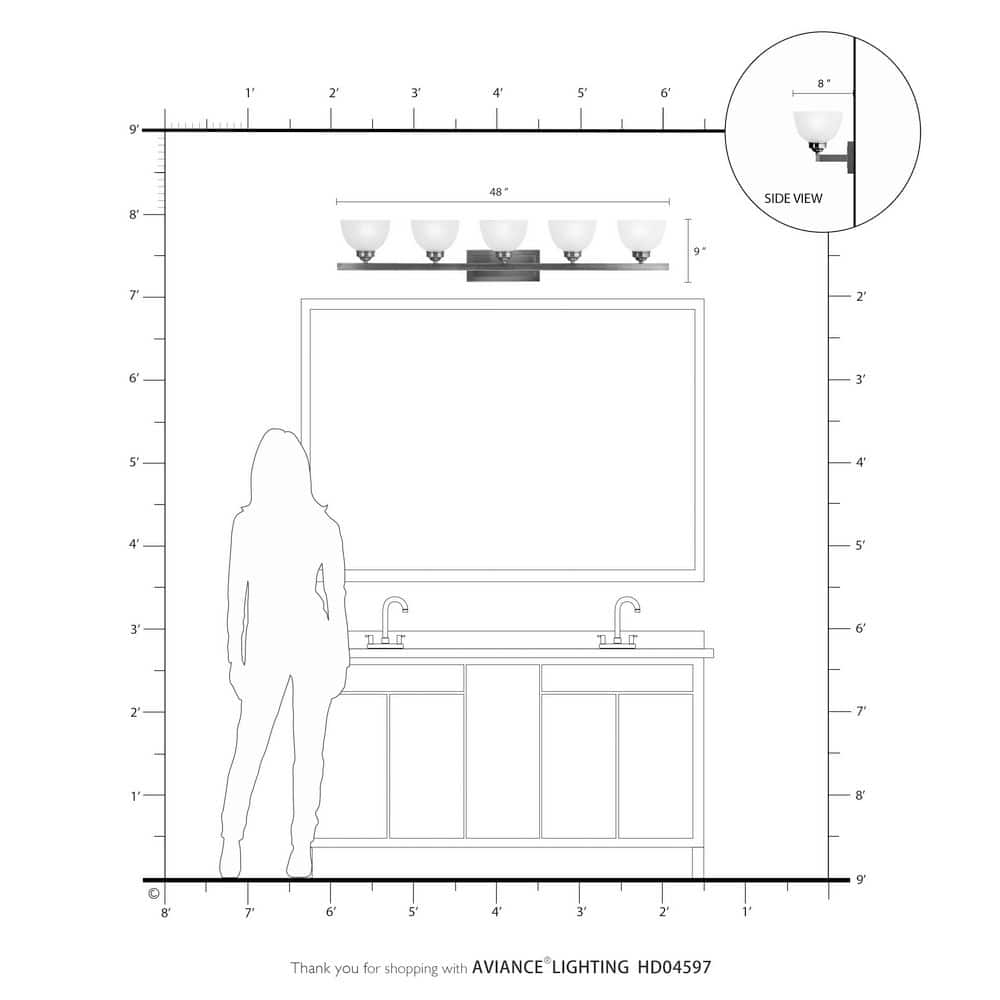 Somerset Brushed Nickel 5-Light Bath Vanity with Satin Glass