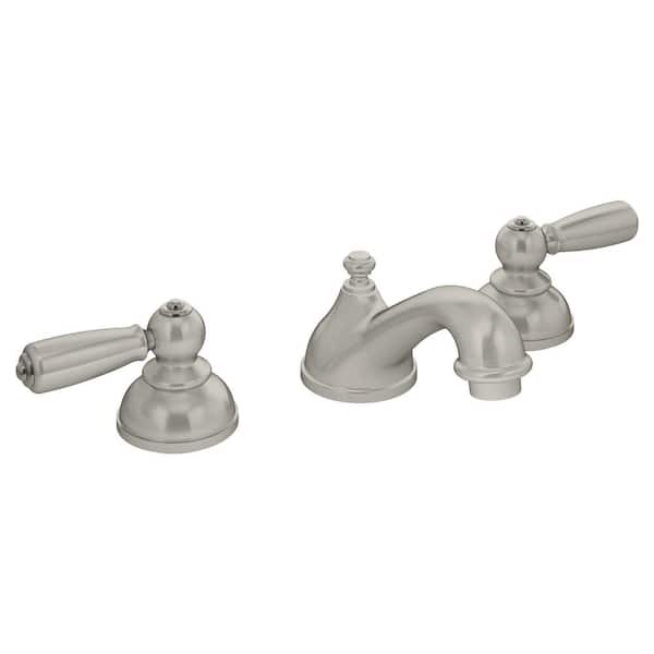 Symmons Allura 8 Widespread Two-Handle Low-Flow Bathroom Faucet with Push Pop Drain Assembly in Satin Nickel (1.0 GPM)