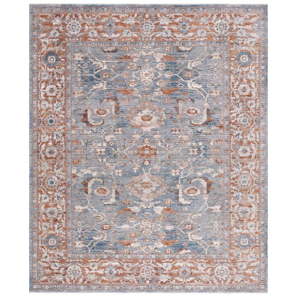 SAFAVIEH Heirloom 8 ft. x 10 ft. Gray/Blue Rust Distressed Ornate Area ...