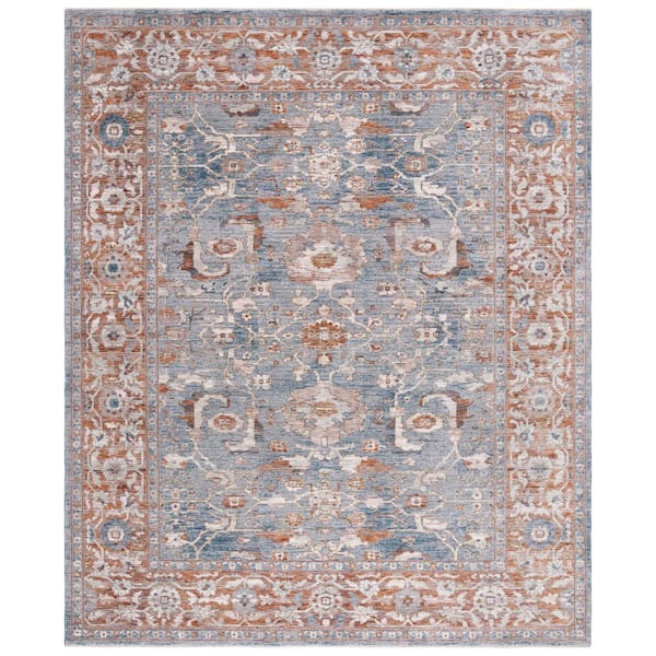 Heirloom 8 ft. x 10 ft. Gray/Blue Rust Distressed Ornate Area Rug