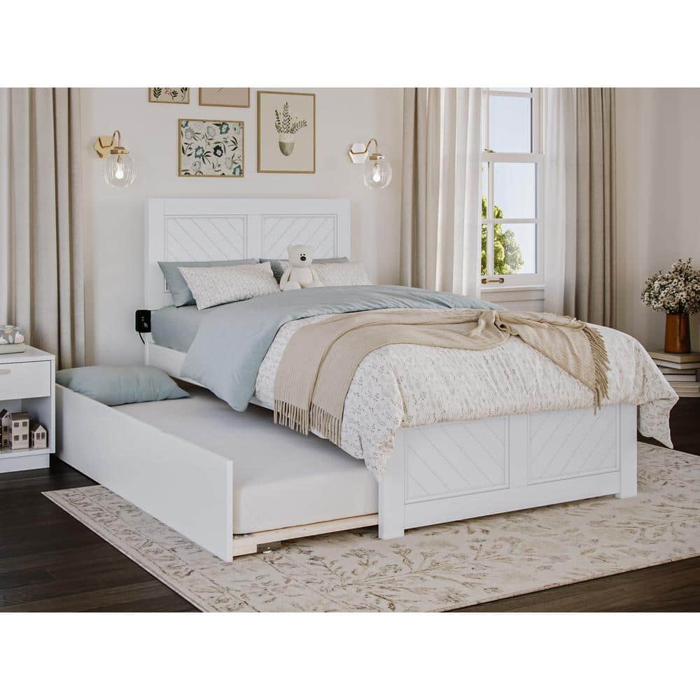 AFI Canyon White Solid Wood Twin Platform Bed with Matching Footboard