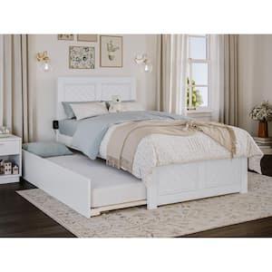 Canyon White Solid Wood Twin Platform Bed with Matching Footboard and Twin Trundle