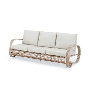 1-Piece Aluminum 3-Seater Patio Conversation Sofa Chair Set with Beige Cushions