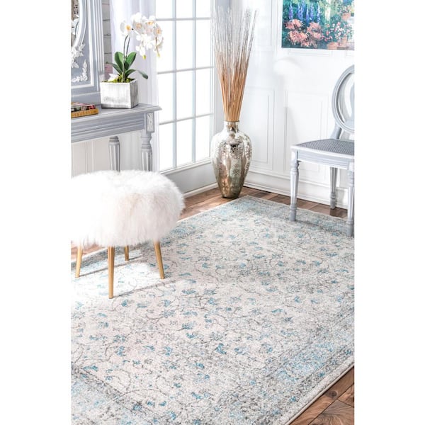 Rio Vintage 2 ft. x 6 ft. Aqua Indoor Runner