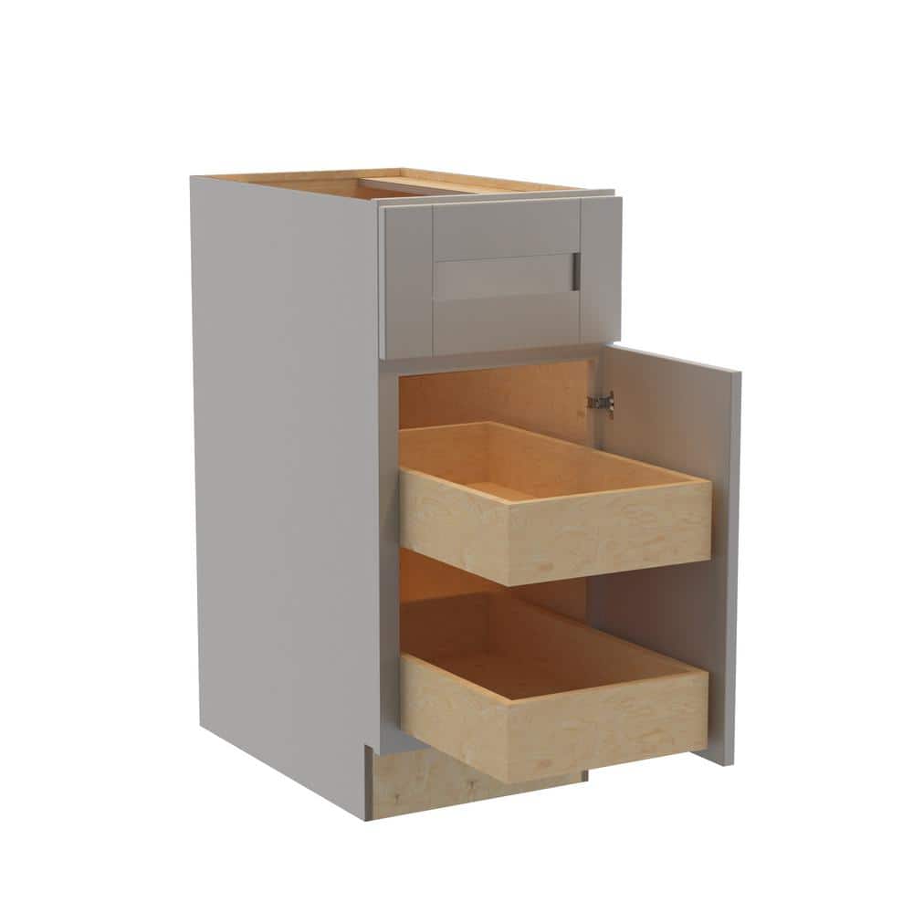 Washington Veiled Gray Plywood Shaker Assembled Base Kitchen Cabinet FH 2 ROT Sft Cls R 15 in W x 24 in D x 34.5 in H price history on PriceWatchPro