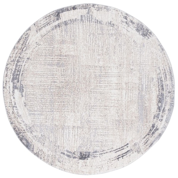 SAFAVIEH Opal 7 ft. x 7 ft. Ivory/Gray Marble Border Round Area Rug