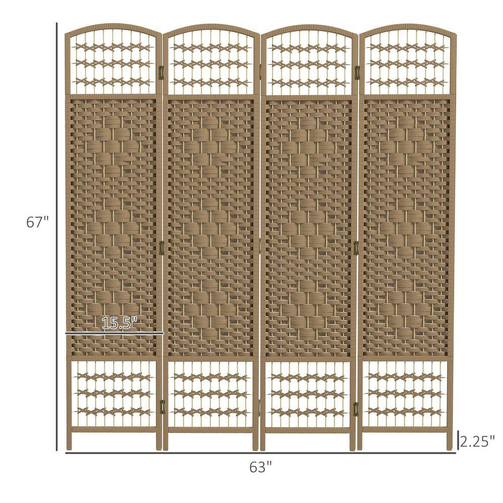 Natural Handwoven 4-Panel Folding Room Divider