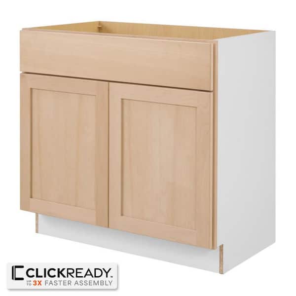 36 in. W x 21 in. D x 34.5 in. H Ready to Assemble Sink Base Bath Cabinet in Unfinished with CLICKREADY Technology