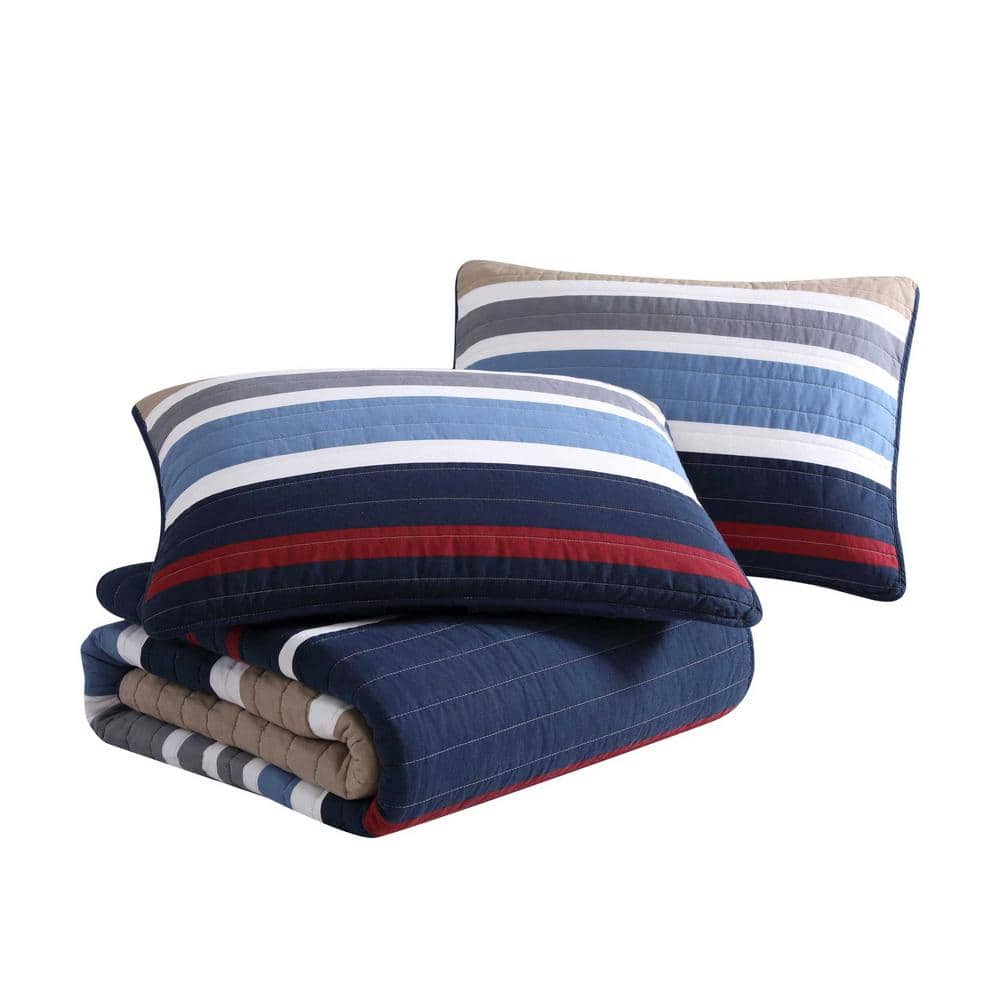 Bradford Navy King 3-Piece Cotton Quilt-Sham Set price history on PriceWatchPro