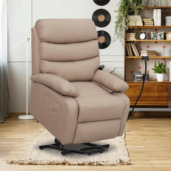 HOMCOM Power Lift Recliner Chair with Remote Control Side Pocket for Living  Room Home Office Study Brown