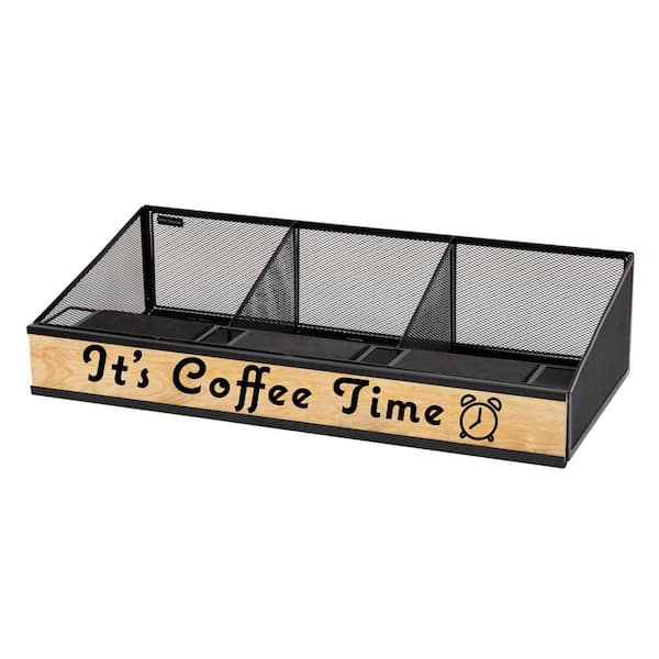 Mind Reader 3-Compartment Metal Serving Coffee Station, Black (COFFEETIME-BLK)