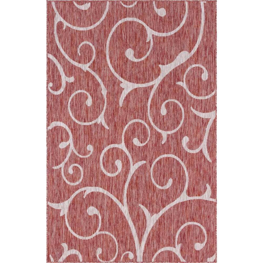 Unique Loom Outdoor Curl Rust Red 5 ft. x 8 ft. Area Rug 3144908 The Home Depot