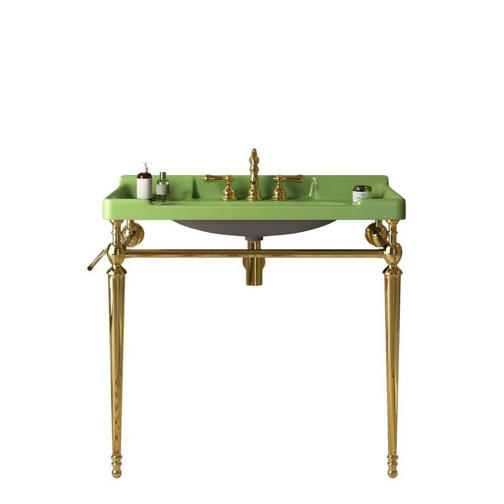 36 in. W x 18.50 in. D x 35 in. H Freestanding Bath Vanity in Gold with Green Ceramic Top price history on PriceWatchPro