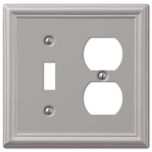 Ascher 2-Gang Brushed Nickel 1-Toggle/1-Duplex Stamped Steel Wall Plate