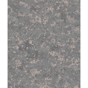 Obsidian Grey and Rose Gold Textured Vinyl Non-Pasted Wallpaper (Covers 56 sq. ft.)