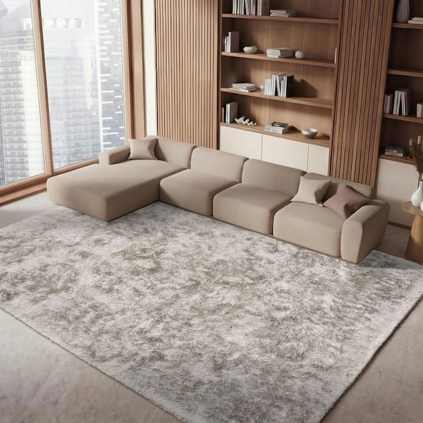 Ocean Shag 10 ft. x 14 ft. Light Gray Cozy Plush Area Rug