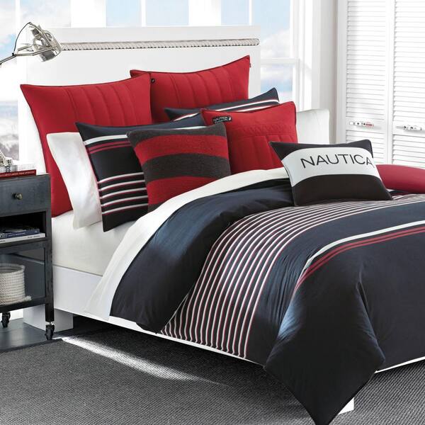 Nautica Mineola 3 Piece Navy Blue, Navy Blue And White Duvet Cover King
