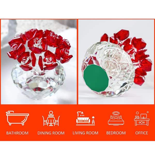 4 in. Red Crystal Rose Figurine: Glass Flower Bouquet Gift