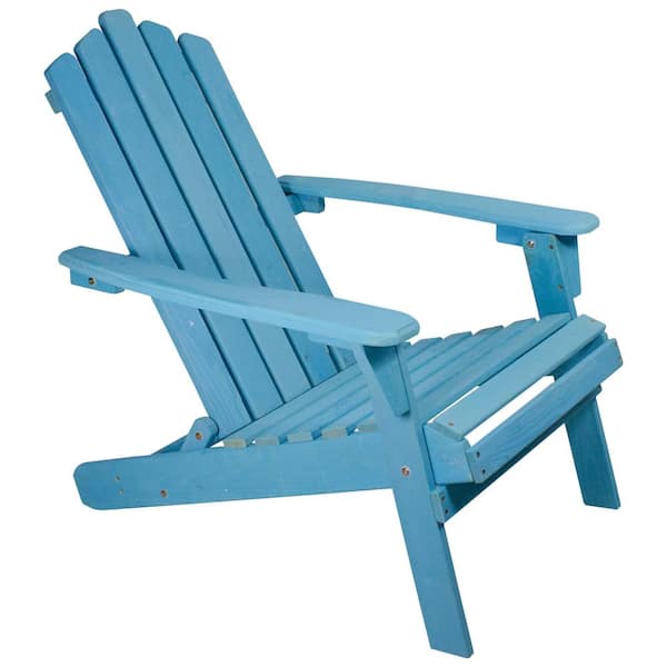 36 in. Blue Classic Folding Wooden Adirondack Chair