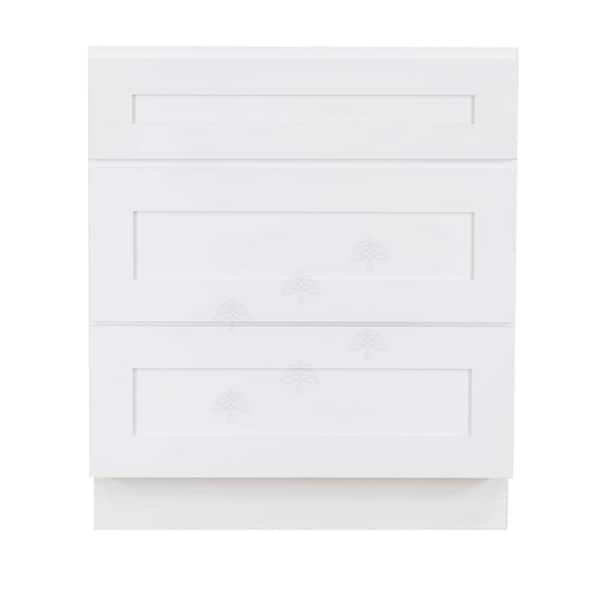 LIFEART CABINETRY Lancaster White Plywood Shaker Stock Assembled Base Drawer Kitchen Cabinet 15 in. W x 34.5 in. H x 24 in. D