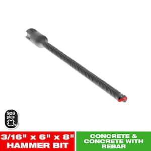 3/16 in. x 6 in. x 8 in. SDS-Plus 2-Cutter Carbide-Tipped Hammer Drill Bit