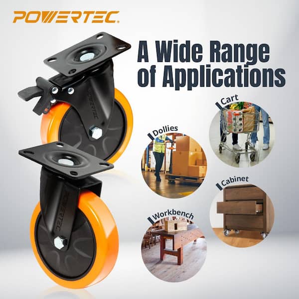 6 in. Swivel Caster Wheels with Dual Locking Brake-1390 lbs. Loads Heavy Duty Industrial Grade (4-Pack)