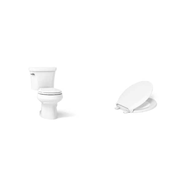Cachet Antimicrobial Soft Close Toilet Seat and Wellworth 1.28 GPF Single Flush Round Toilet Combo