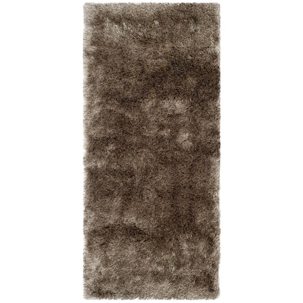 SAFAVIEH Paris Shag Sable 2 ft. x 6 ft. Solid Runner Rug