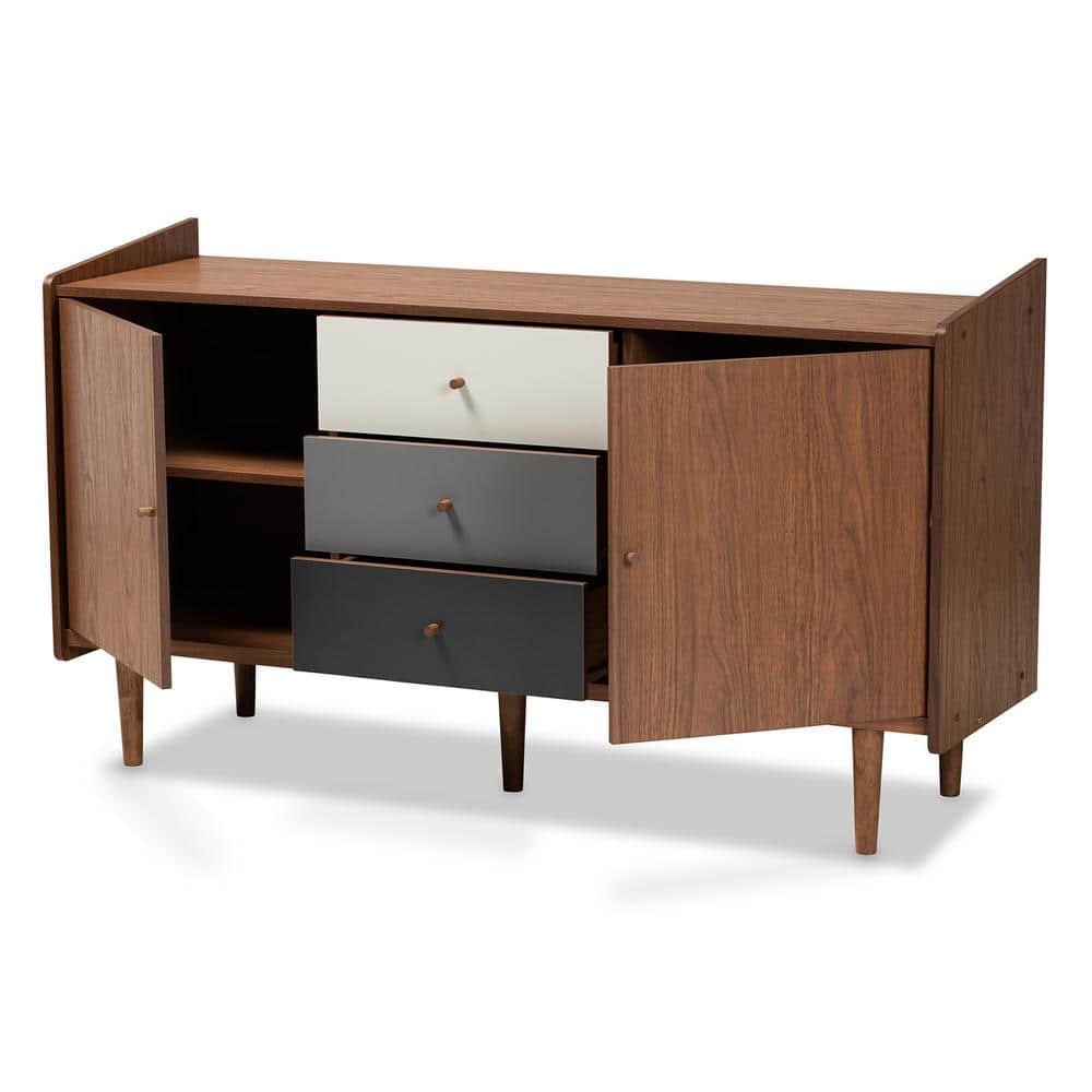 Halden Mid-Century Walnut & Grey Gradient 2-Door Sideboard