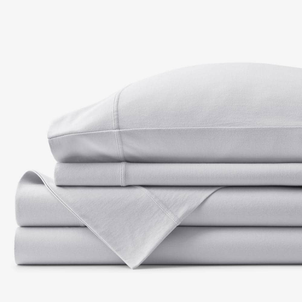 The Company Store Company Cotton 4-Piece Light Gray Solid Cotton Jersey ...