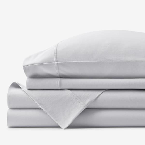 The Company Store Company Cotton 3-Piece Light Gray Solid Cotton Jersey Knit Twin XL Sheet Set