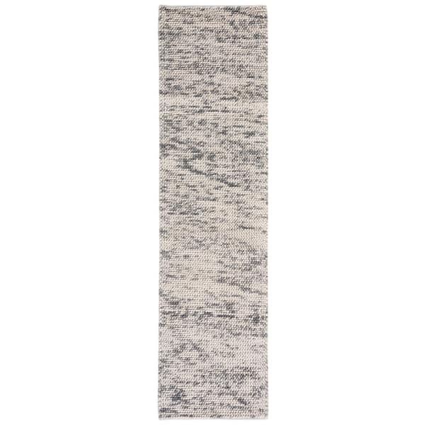 Natura 2 ft. x 9 ft. Gray/Beige Textured Marle Runner Rug